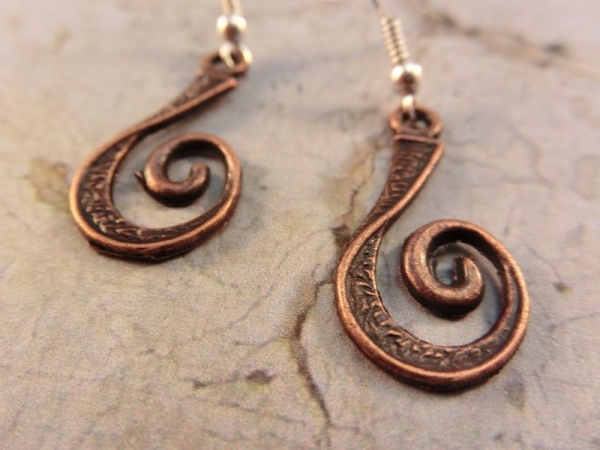 kupferfarben Spiral Ohrringe Vintage Optik Kringel